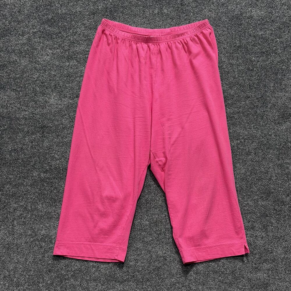 Fresh Produce Capri Pants Womens 1X Pink Cotton Crop Pull On Made USA Lounge